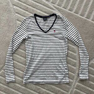 Polo Ralph Lauren V-Neck Striped Long Sleeve Top, in size XS